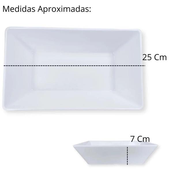 Imagem de Kit 2 Tigelas Quadradas Geometrica 32,5 Cm Grande + 4 Travessas para Buffet 25 Cm Funda Melamina Premium  Bestfer 