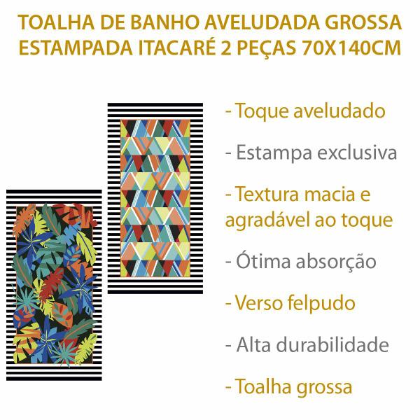 Imagem de Kit 2 Toalha de Praia Aveludada Banho Piscina 70x140 Estampas Variadas