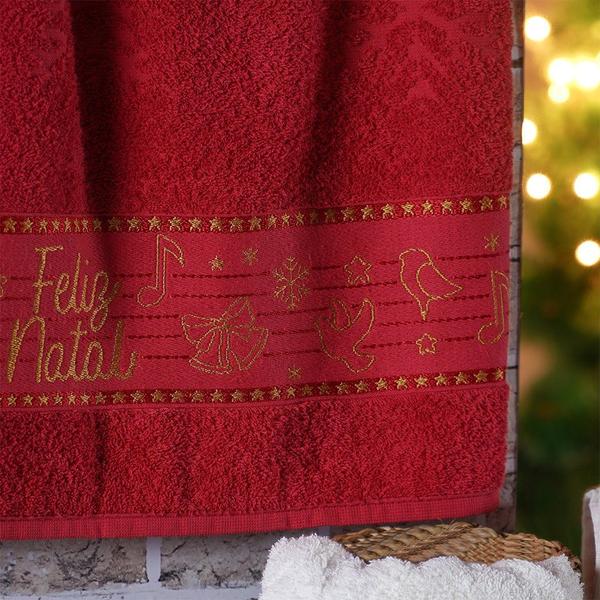 Imagem de Kit 2 Toalha de Rosto Feliz Natal Bordada Jacquard 45x68cm