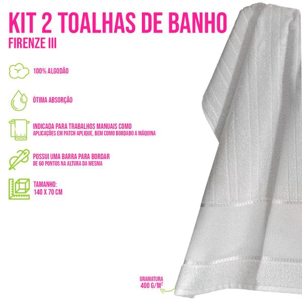 Imagem de Kit 2 Toalhas de Banho Algodão Macias Resistentes de Alta Absorção Hotel Secagem Rápida Academia Grande Resistente