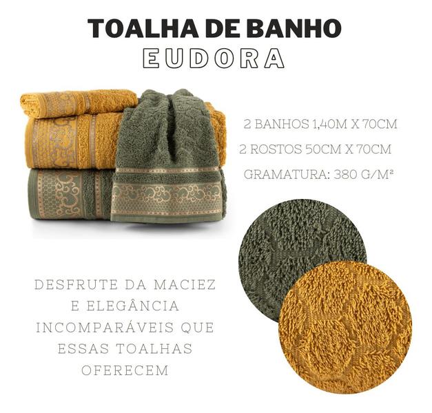 Imagem de Kit 2 Toalhas De Banho E 2 Para Rosto Hipoalergênicas Eudora