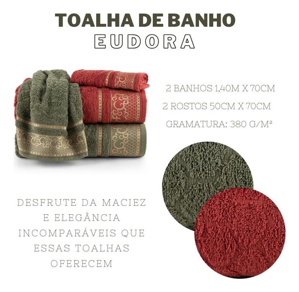 Imagem de Kit 2 Toalhas De Banho E 2 Para Rosto Hipoalergênicas Eudora