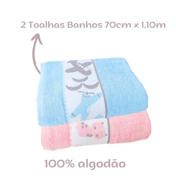 Imagem de Kit 2 Toalhas de Banho Infantil Macia Menina Menino Dianneli Puppy Kids 100% Algodão