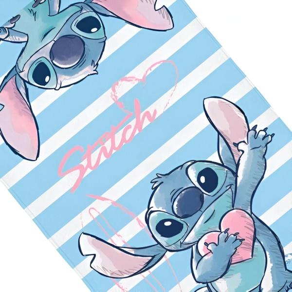 Imagem de Kit 2 Toalhas de Banho Infantil Stitch Desenho Estampada Aveludada 70cm x 1,40m Lepper