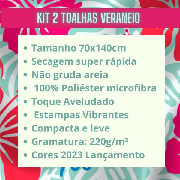 Imagem de Kit 2 Toalhas De Praia Piscina Veraneio Seca Rápido Estampada Aveludada Não Gruda Areia Appel