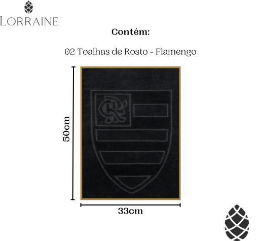 Imagem de Kit 2 Toalhas de Rosto Jacquard Buettner Flamengo Preto