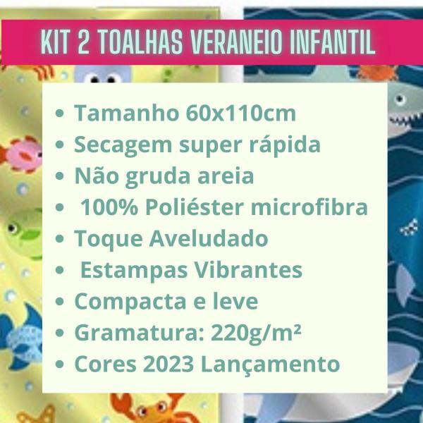 Imagem de Kit 2 Toalhas Praia Banho Infantil Veraneio Não Gruda Areia Appel 