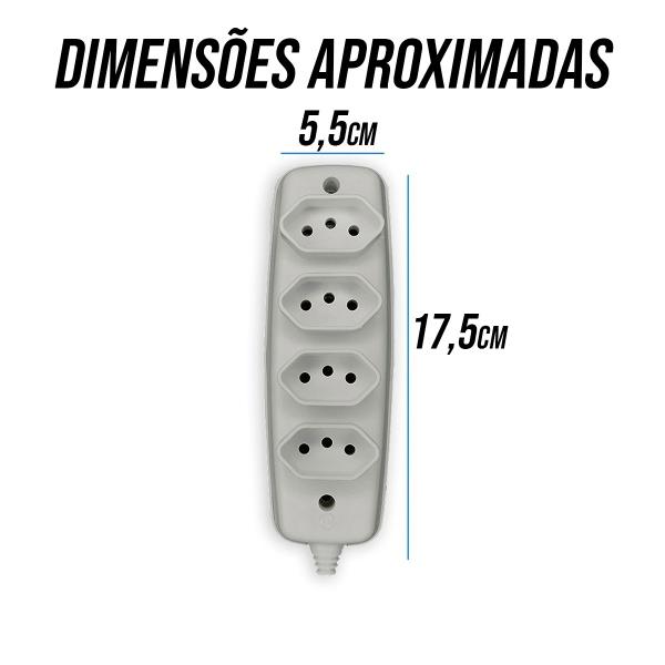 Imagem de kit 2 Tomada 4 quatro para extensão com 2 Pino + Terra tripolar 250v 10a