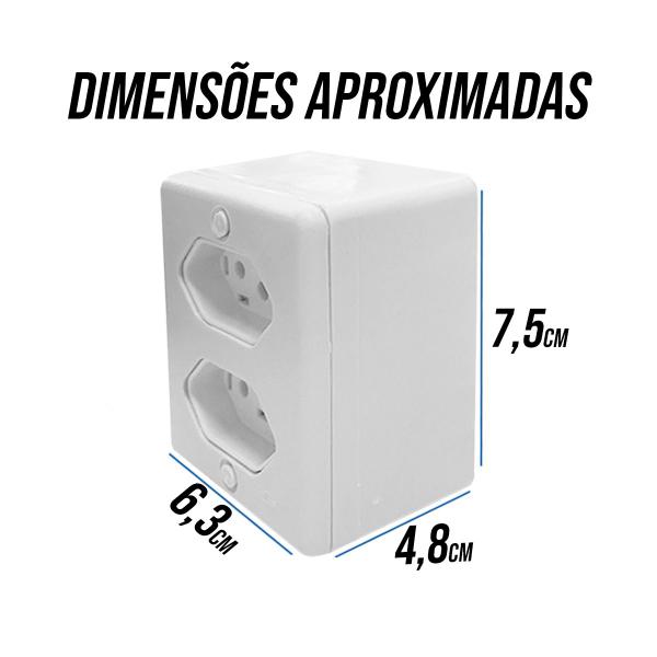 Imagem de kit 2 Tomada dupla 2 fixas sobrepor bipolar 2P+T 10A 250V Ilumi