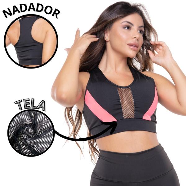 Imagem de Kit 2 Top Fitness Feminino Academia Bojo Removível Bicolor Toper Academia Costa Nadador