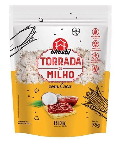 Kit 2 Torrada De Milho Com Coco Okoshi 75G Imagem de Kit 2 Torrada De Milho Com Coco Okoshi 75G