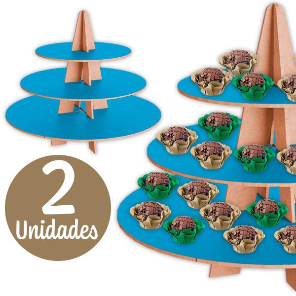 Imagem de Kit 2 Torre de Doce Luxo MDF Porta Doce Brigadeiro Expositor de Doces Cupcake