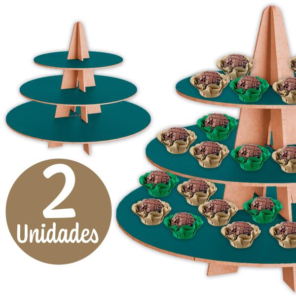 Imagem de Kit 2 Torre de Doce Luxo MDF Porta Doce Brigadeiro Expositor de Doces Cupcake