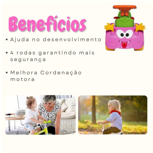 Imagem de Kit 2 Totokinhas Motoca Infantil Azul Rosa Menino Menina Didático