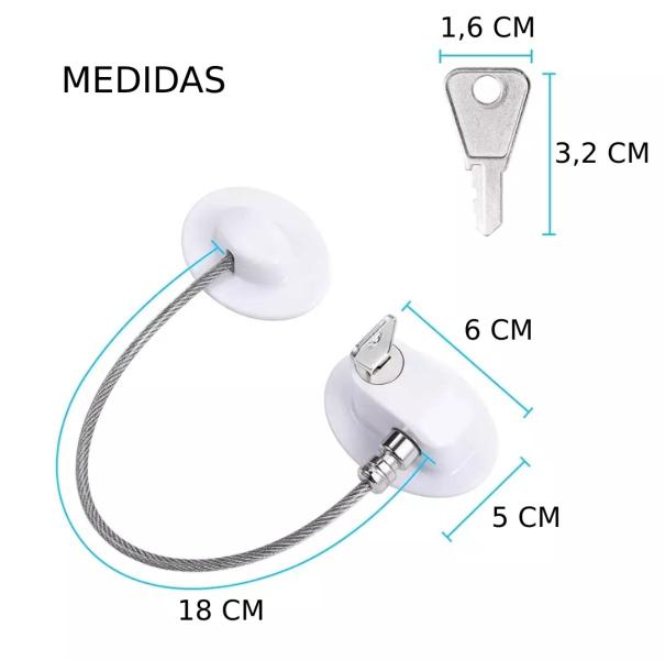 Imagem de Kit 2 Trava Resistente Chave Segurança Garantida Criança Janela Geladeira Armário Forno