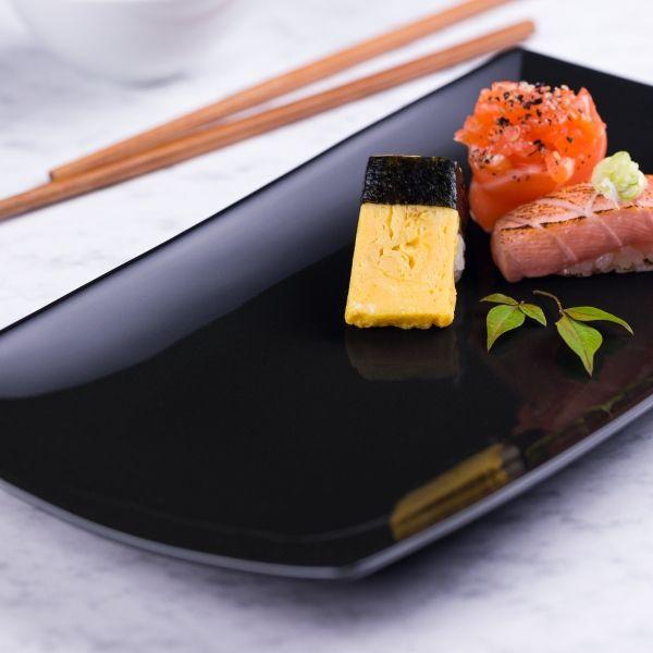 Kit 2 travessas 22cm oriental preto porcelana germer Imagem de Kit 2 travessas 22cm oriental preto porcelana germer
