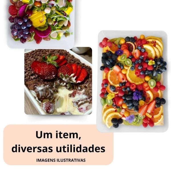 Imagem de Kit 2 Travessas 30 Cm Retangular + 3 Travessas Centro de Mesa Fruteira Melamina para Restaurante  Bestfer 