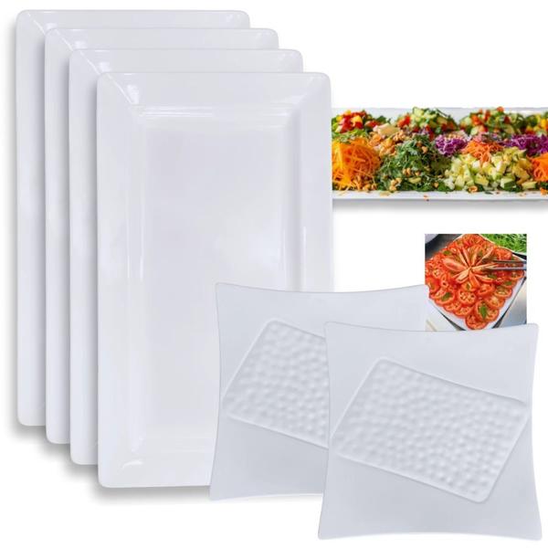 Imagem de Kit 2 Travessas 30,5 Cm Ilustrada + 4 Travessas 56 Cm para Buffet Restaurante Profissional Melamina  Bestfer 