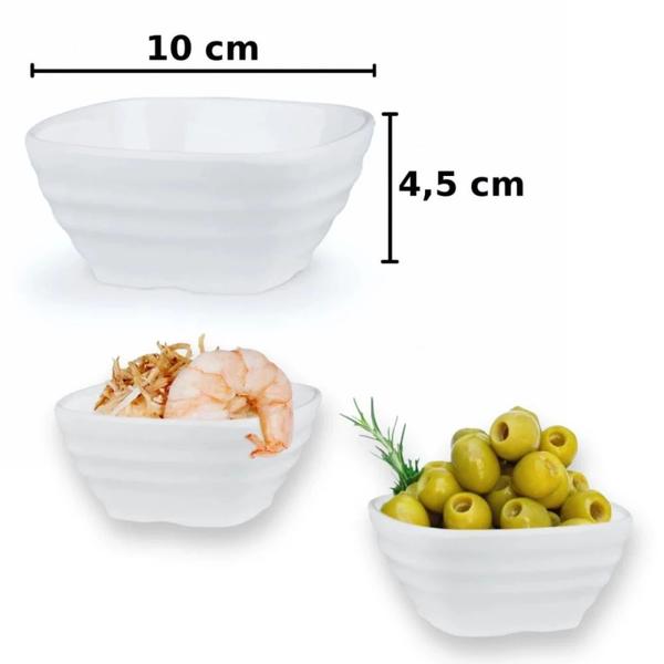 Imagem de Kit 2 Travessas 33 Cm Oval + 3 Tigelas Onduladas 20 Cm Melamina + 4 Tigelas Molheira 225 Ml Restaurante  Bestfer 