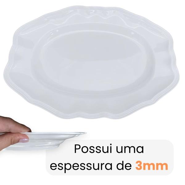 Imagem de Kit 2 Travessas 36cm com Bordas Decoradas + Tigela Formato Flor 650ml em Melamina  Bestfer 