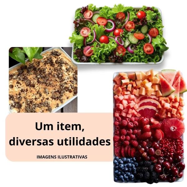 Imagem de Kit 2 Travessas 40 Cm Prato Retangular para Buffet Restaurante Cozinha Melamina Premium Profissional Branca  Bestfer 