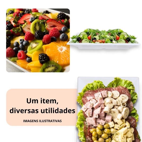 Imagem de Kit 2 Travessas 40,5 Cm Retangulares + 1 Travessa Fruteira/Salada 37,3 Cm Melamina  Bestfer 