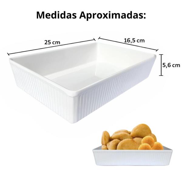 Imagem de Kit 2 Travessas 44,5 Cm + 4 Tigelas 25 Cm Estriada + 4 Molheiras 225 Ml Estriada em Melamina para Restaurante  Bestfer 