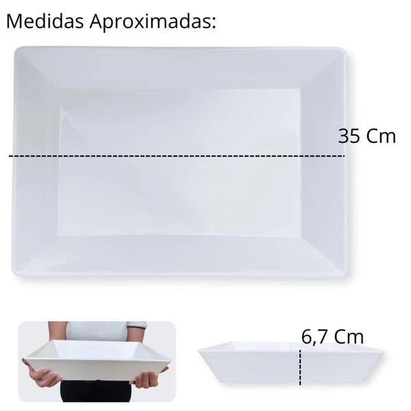 Imagem de Kit 2 Travessas 49 Cm + 4 Travessas 35 Cm Retangulares Fundas para Buffet Melamina Profissional  Bestfer 