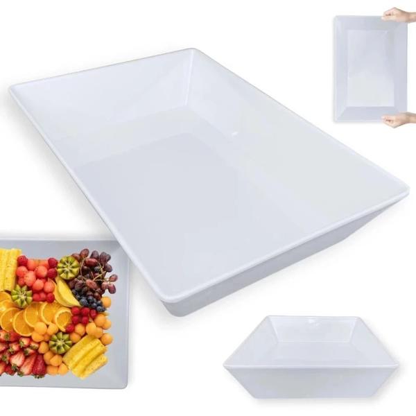 Kit 2 Travessas 49 Cm + 4 Travessas 35 Cm Retangulares Fundas para Buffet Melamina Profissional Bestfer Imagem de Kit 2 Travessas 49 Cm + 4 Travessas 35 Cm Retangulares Fundas para Buffet Melamina Profissional Bestfer