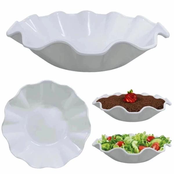 Imagem de Kit 2 Travessas 49 Cm Retangulares Fundas para Buffet + 3 Centros de Mesa para Salada 1, 5 L Melamina / Plastico  Bestfer 