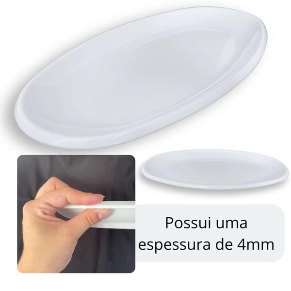 Imagem de Kit 2 Travessas Ovais 45,5 Cm para Buffet + 4 Pratos Ovais de 33 Cm em Melamina Profissional para Restaurante  Bestfer 