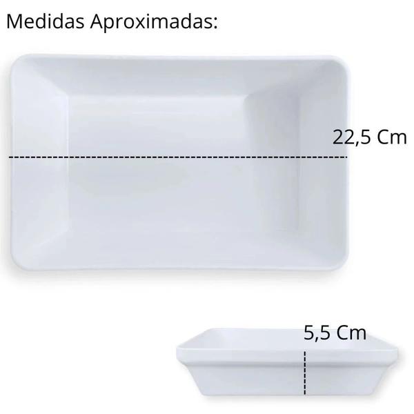 Imagem de Kit 2 Travessas Ovais 45,5 Cm para Buffet + 4 Travessas de 22,5 Cm Retangulares em Melamina Profissional  Bestfer 