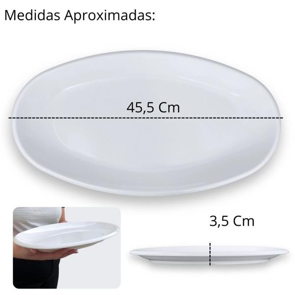 Imagem de Kit 2 Travessas Ovais 45,5 Cm para Buffet + 4 Travessas de 22,5 Cm Retangulares em Melamina Profissional  Bestfer 