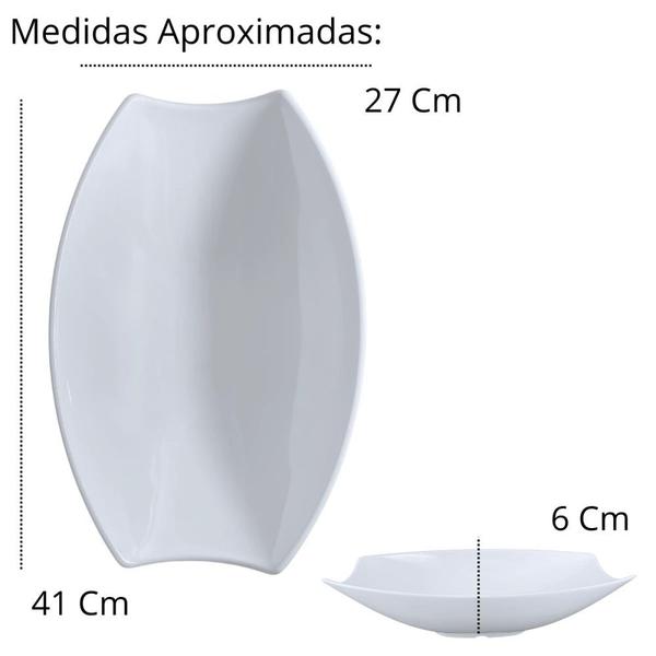 Imagem de Kit 2 Travessas para Buffet Salada 41cm Oval Curva Funda + 4 Travessas Formato Flor Melamina Restaurante  Bestfer 