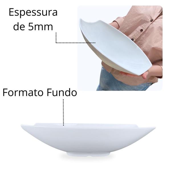 Imagem de Kit 2 Travessas para Buffet Salada 41cm Oval Curva Funda + Travessa Folha 50 Cm Melamina para Restaurante  Bestfer 