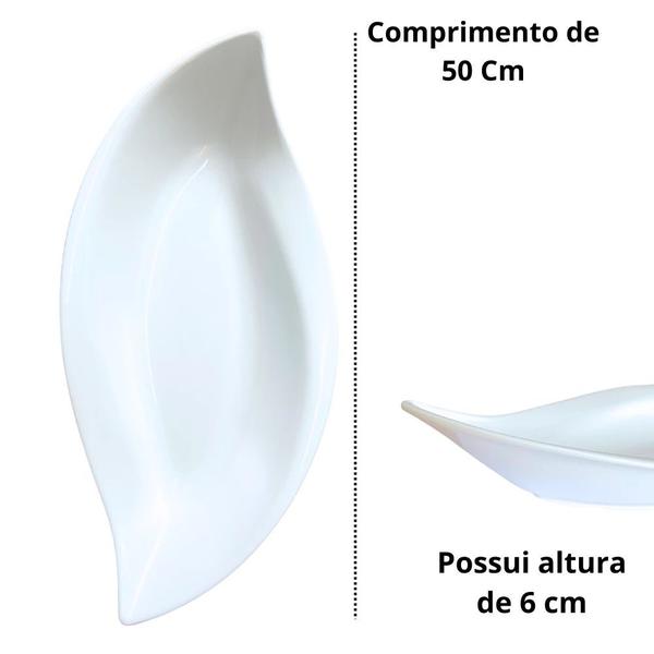 Imagem de Kit 2 Travessas para Buffet Salada 41cm Oval Curva Funda + Travessa Folha 50 Cm Melamina para Restaurante  Bestfer 