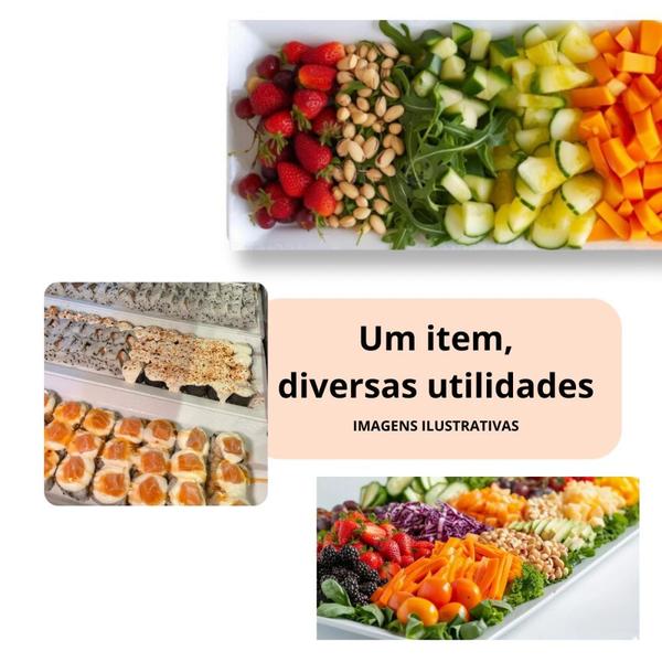 Imagem de Kit 2 Travessas para Buffet Salada 41cm Oval Curva Funda + Travessa Retangular 56 Cm Melamina para Restaurante  Bestfer 