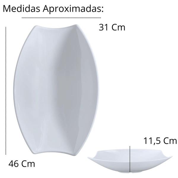 Imagem de Kit 2 Travessas para Buffet Salada 46cm + 41cm Oval Curva Funda para Restaurante Melamina Resistente Branca  Bestfer 