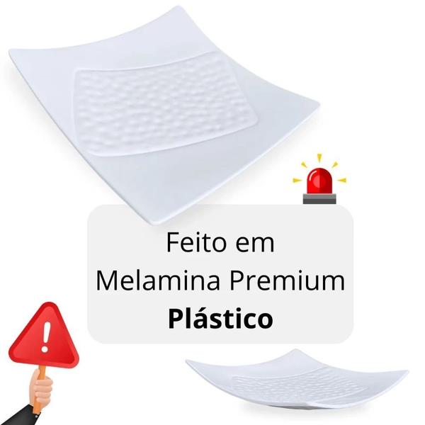 Imagem de Kit 2 Travessas Quadradas Ilustradas 30,5cm Grande + 4 Travessas para Buffet 25 Cm Funda Melamina Premium  Bestfer 