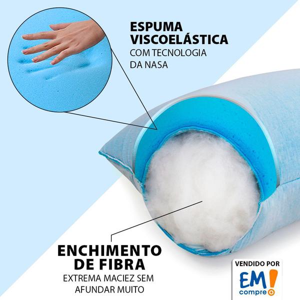 Imagem de Kit 2 Travesseiro Alto de Espuma Nasa com Conforto Térmico Gelsense e Fibra Siliconada Antialérgico - BF Colchões