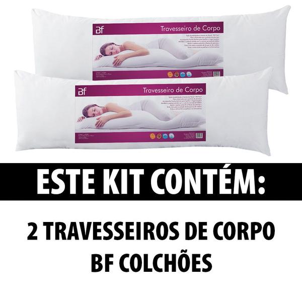 Imagem de Kit 2 Travesseiro De Corpo Com Fronha Antialérgico Fibra Siliconada Extra Macio BF Colchões - Emcompre