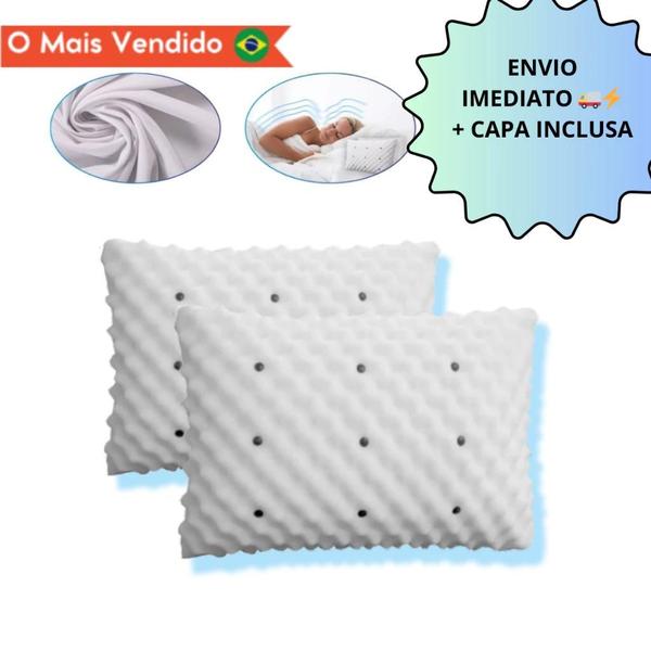 Imagem de KIT 2 Travesseiro Magnético ALTO ORTOPEDICO Massageador Confortável Soft Infravermelho Terapeutico Luxo