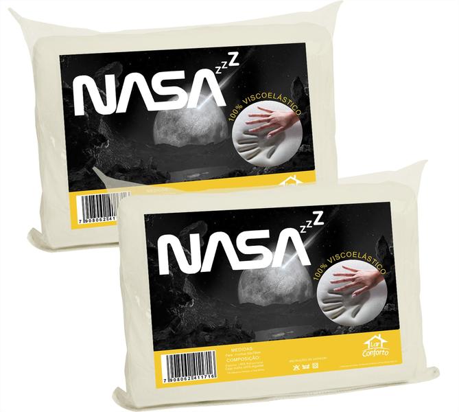 Imagem de Kit 2 Travesseiro Nasa 14cm Altura Espuma Nasa Zz Antifungos - Lar Conforto