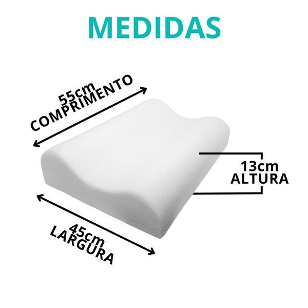 Imagem de Kit 2 Travesseiro Nasa Cervical Ortopédico Antialérgico Memória Coluna Encosto 50x70cm