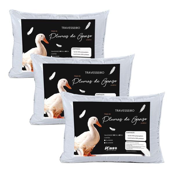 Kit 2 Travesseiro Pluma de Ganso Macio Confort Plus - DECORALAR Imagem de Kit 2 Travesseiro Pluma de Ganso Macio Confort Plus