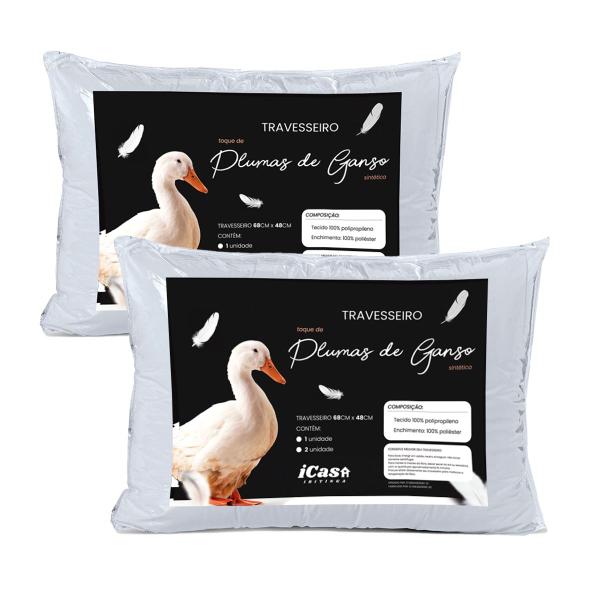 Kit 2 Travesseiro Pluma de Ganso Macio Confort Plus - DECORALAR Imagem de Kit 2 Travesseiro Pluma de Ganso Macio Confort Plus