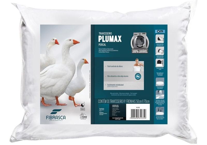 Imagem de Kit 2 Travesseiro PLUMAX Pluma De Ganso 100% Algodão