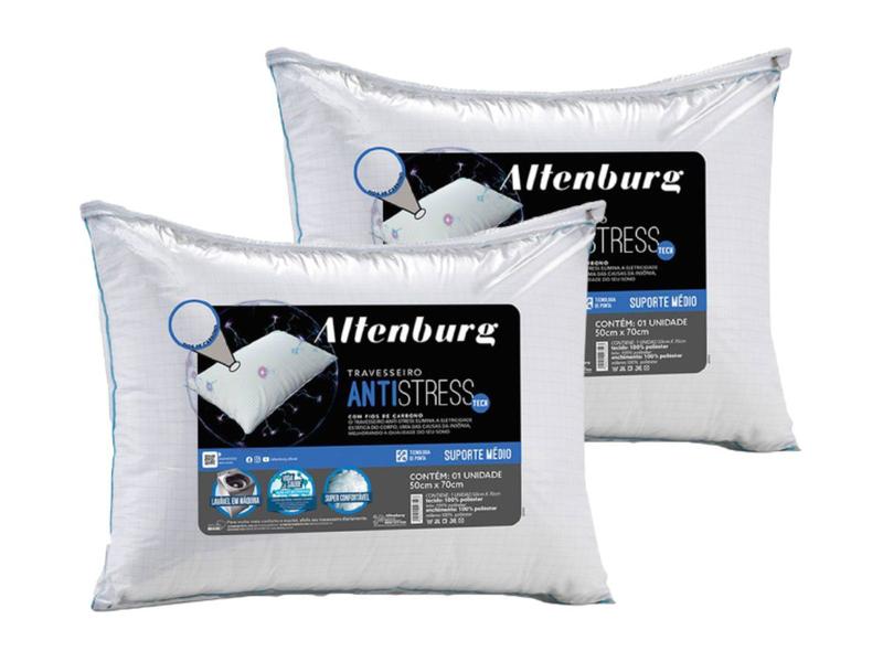 Imagem de Kit 2 Travesseiros Altenburg Antistress Tech Suporte Médio Branco 50x70cm