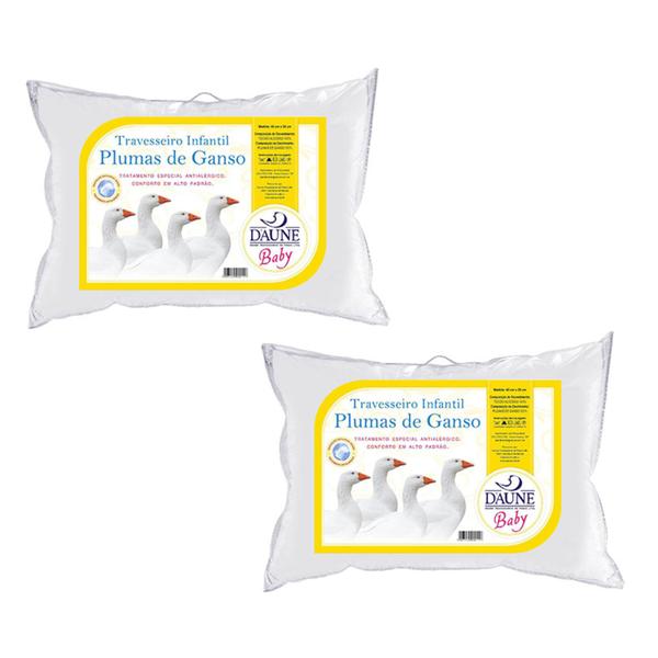 Kit 2 Travesseiros Baby - Plumas de Ganso - Daune Imagem de Kit 2 Travesseiros Baby - Plumas de Ganso