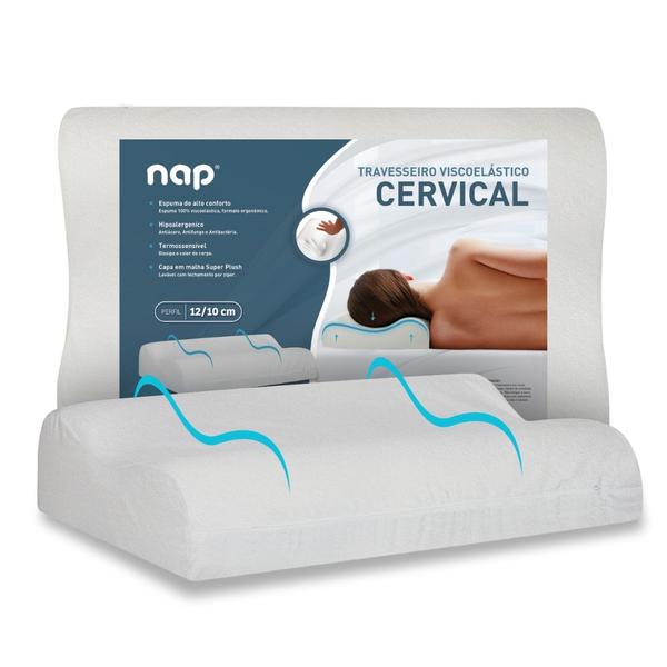 Imagem de Kit 2 Travesseiros Comfort Cervical Small Espuma Viscoletastica Nasa Ortopédico Nap TRCCS